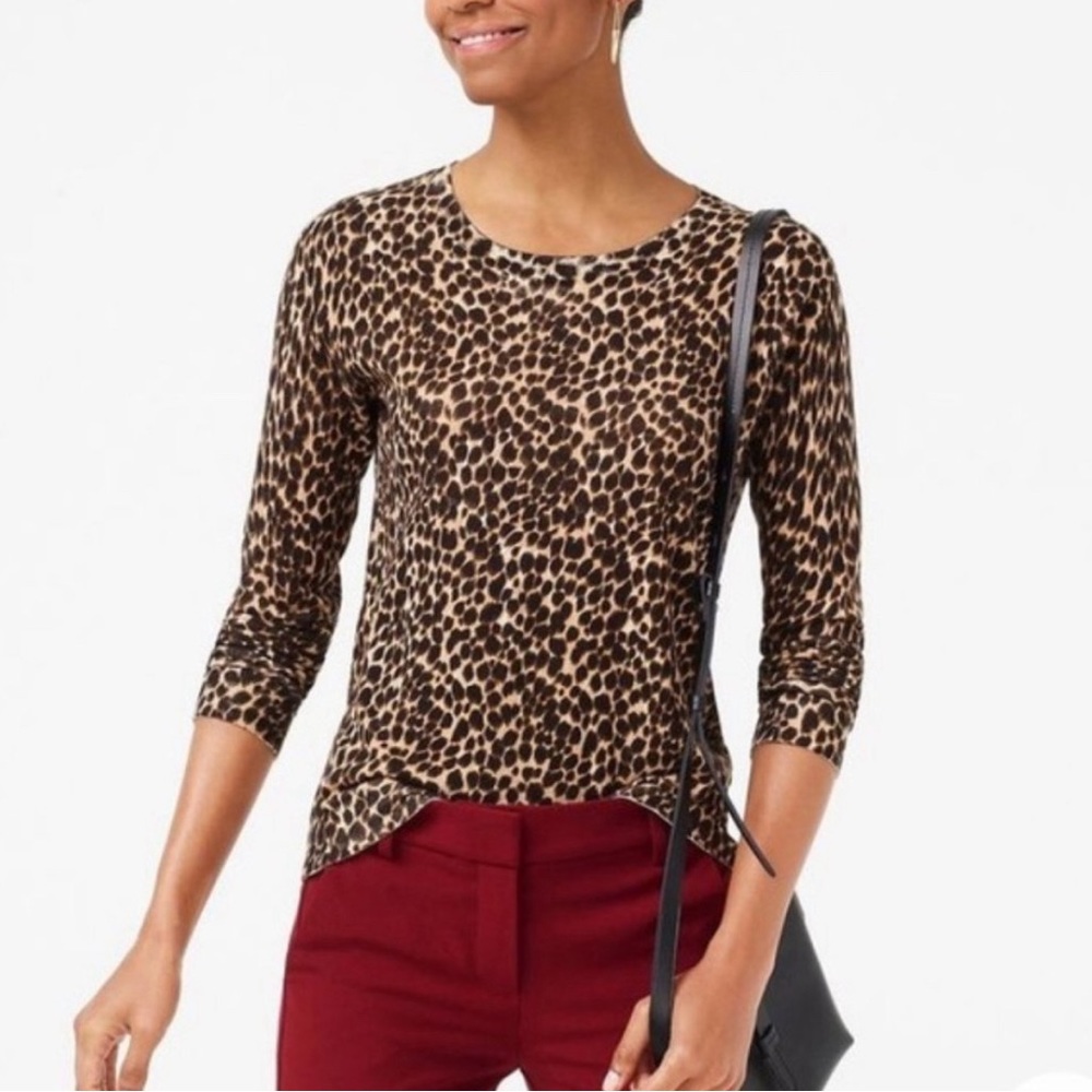 NWT J crew teddie sweater leopard animal print sz small